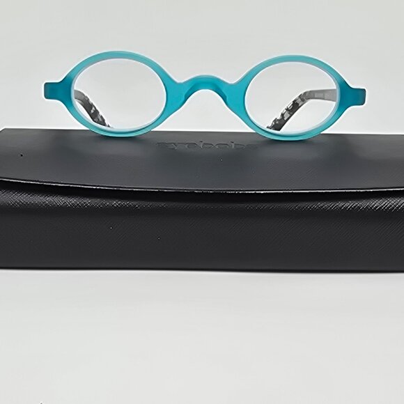 *SOLD* Eyebobs Old Money 2105 60 Turquoise Black Crystal Fishnet +2.00 Glasses - Picture 1 of 16